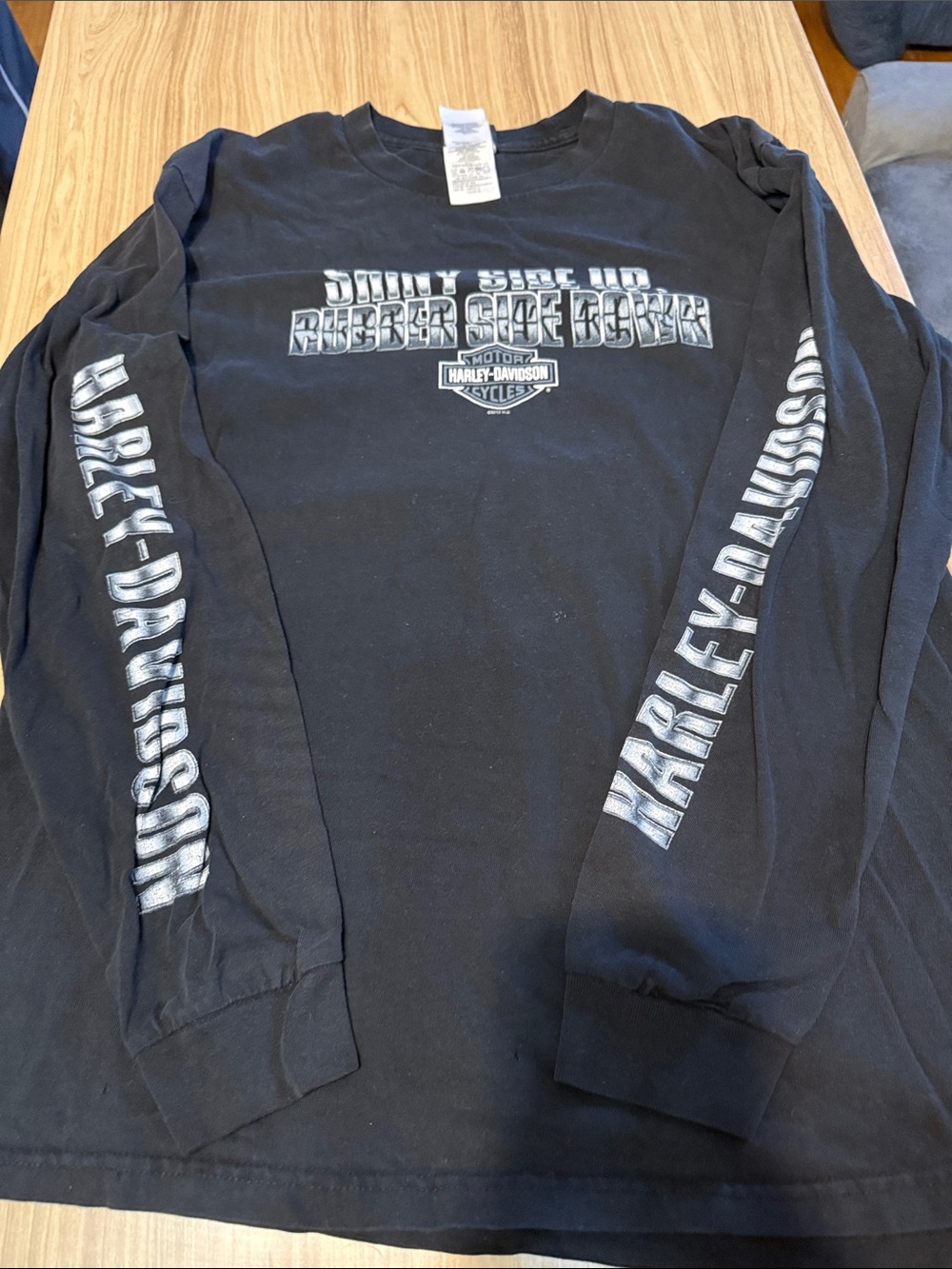 Harley-Davidson Black Long Sleeve Logo Tee with Gray Print